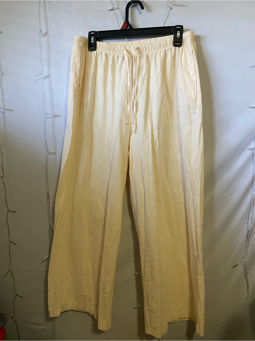 Men's Cream Elastic-Waist Casual Pants